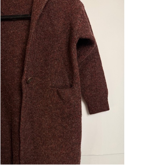 UNIQLO Women's Long Cardigan Sweater Hooded Burgundy Marled Size S - Picture 5 of 7